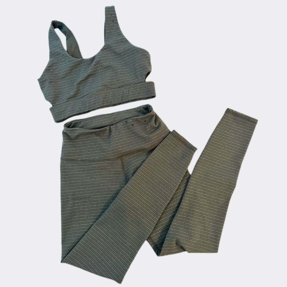 Green Sports Bra and Leggings Gym Workout Set